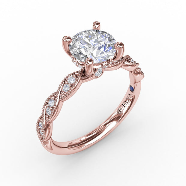 Classic Diamond Solitaire Engagement Ring With Diamond Twist Band