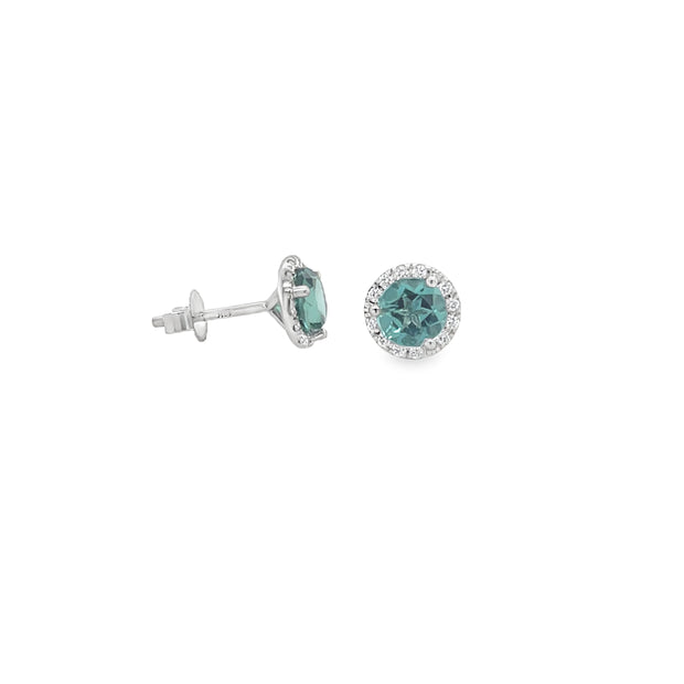 1.35ct Tourmaline & Diamond Halo Earrings