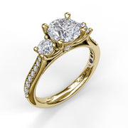 Classic Three Stone Single Row Engagement Ring