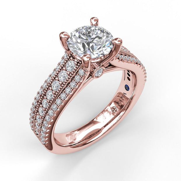 Three Row Stepped Engagement Ring