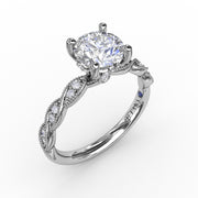 Classic Diamond Solitaire Engagement Ring With Diamond Twist Band