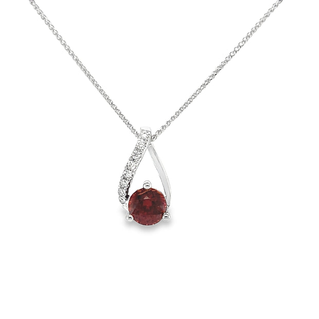 Red Zircon & Diamond Pendant