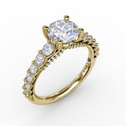 Contemporary Diamond Solitaire Engagement Ring With Openwork Diamond Band