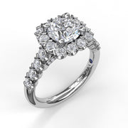 Chunky Cushion Halo Engagement Ring