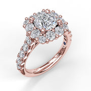 Chunky Diamond Cushion Halo Engagement Ring