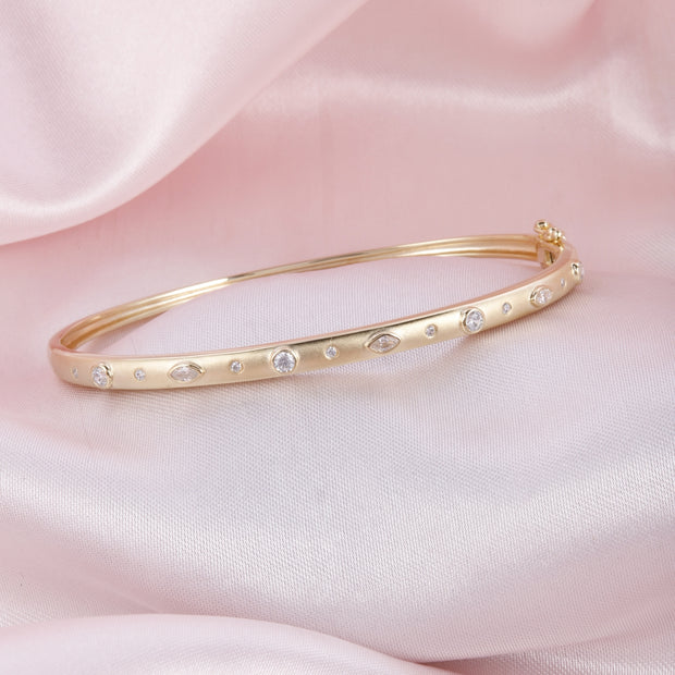 Diamond Matte Gold Layering Bangle