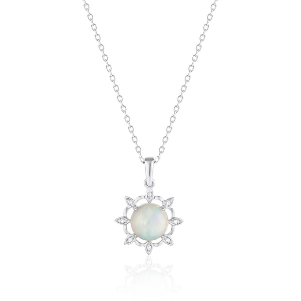 Opal & Diamond Burst Necklace