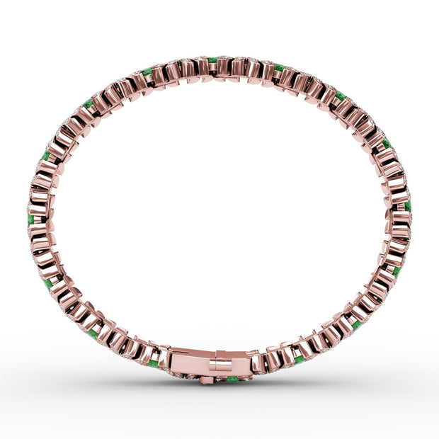 Wave Emerald and Diamond Bracelet