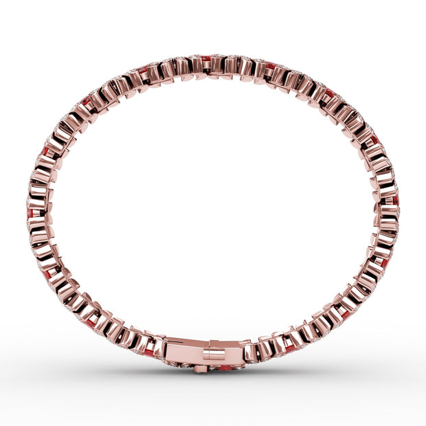 Wave Ruby and Diamond Bracelet