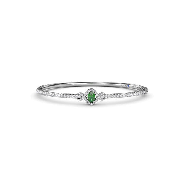 Love Knot Emerald and Diamond Bangle Bracelet