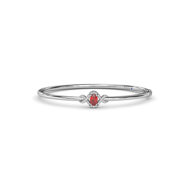 Love Knot Ruby and Diamond Bangle Bracelet