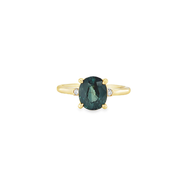 2.59ct Blue-Green Sapphire Ring