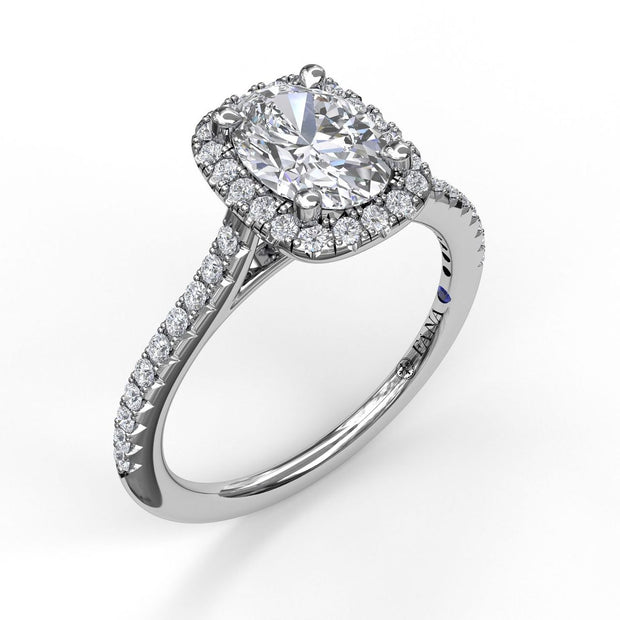 Oval Center Diamond With Cushion Halo Engagement Ring