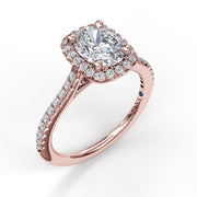 Oval Center Diamond With Cushion Halo Engagement Ring