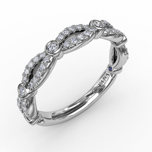 Scalloped Diamond Band with Diamond Bezel Stations