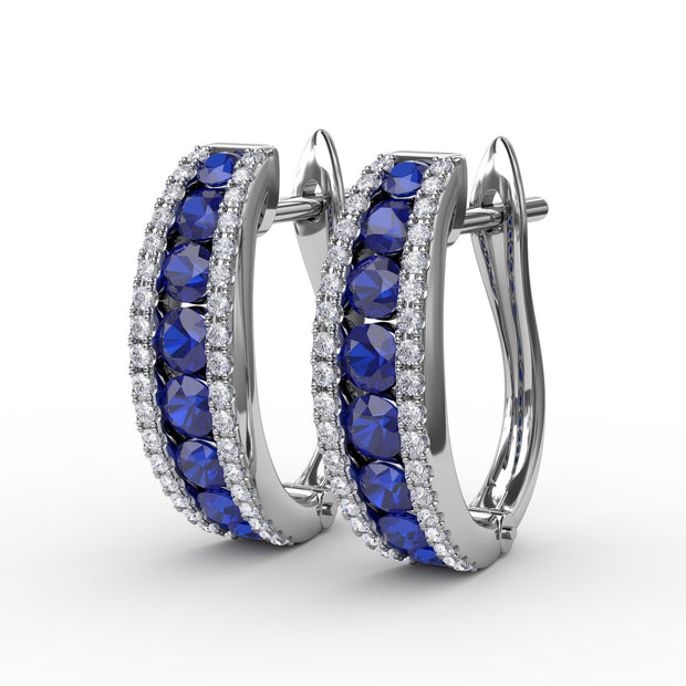 Channel Set Sapphire Fashion Hoops