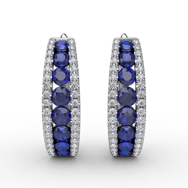 Channel Set Sapphire Fashion Hoops