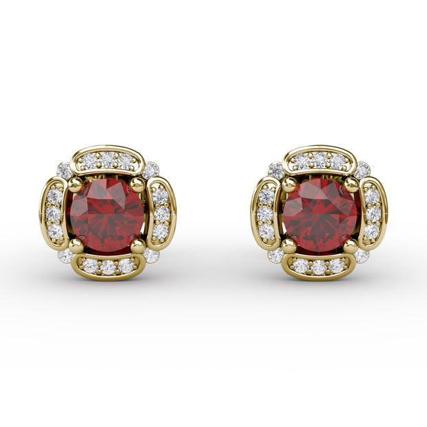 Vintage Channel Setting Stud Earrings