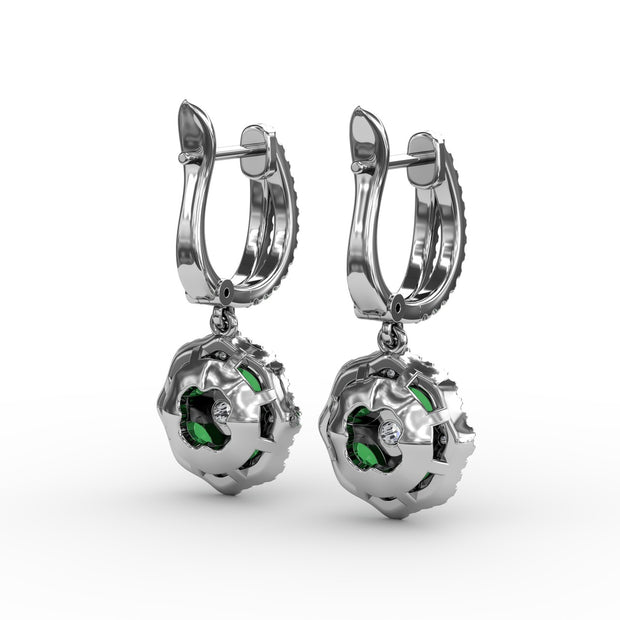 Steal The Spotlight Emerald and Diamond Cluster Drop Earrings