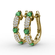 Whimsical Emerald and Diamond Hoops