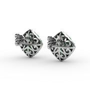 Large Pavé Emerald and Diamond Studs