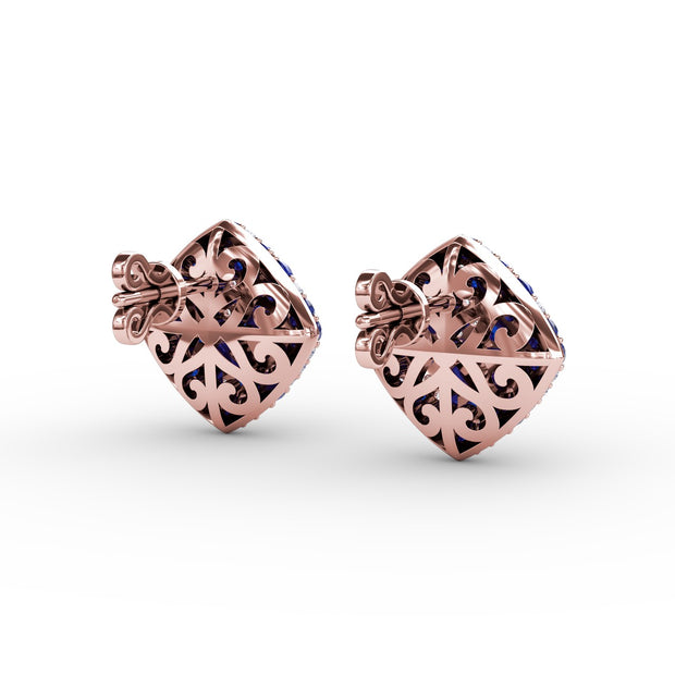Large Pavé Sapphire and Diamond Studs