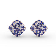 Large Pavé Sapphire and Diamond Studs