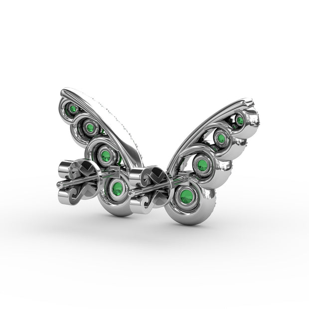 Butterfly Wing Emerald and Diamond Studs