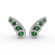 Butterfly Wing Emerald and Diamond Studs