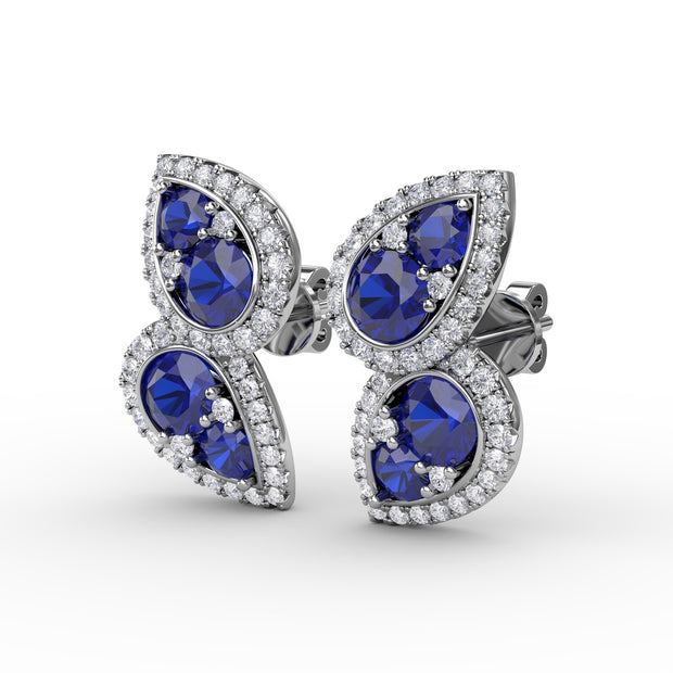 Teardrop Sapphire and Diamond Earrings