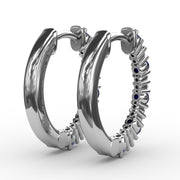 Shared Prong Sapphire and Diamond Hoops