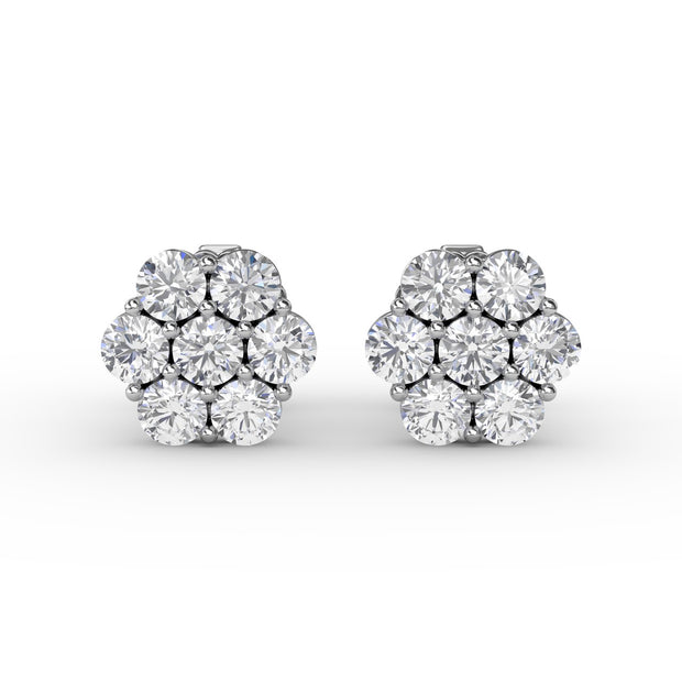 Magnolia Floral Diamond Stud Earrings