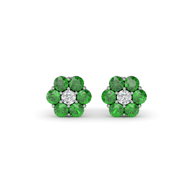 Magnolia Emerald And Diamond Stud Earrings