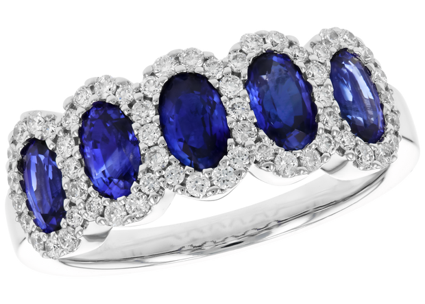 Sapphire & Diamond Halo Ring