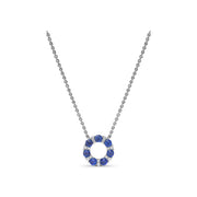 Shared Prong Sapphire and Diamond Circle Necklace