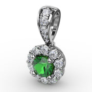 Halo Emerald and Diamond Pendant