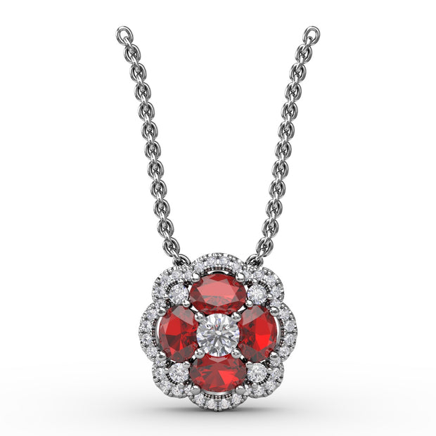 Love in Bloom Ruby and Diamond Pendant