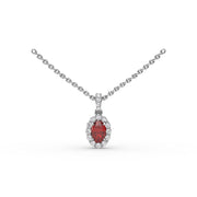 Ruby and Diamond Halo Necklace