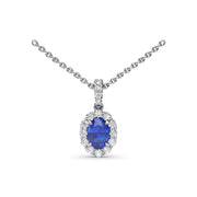 Sapphire and Diamond Halo Necklace