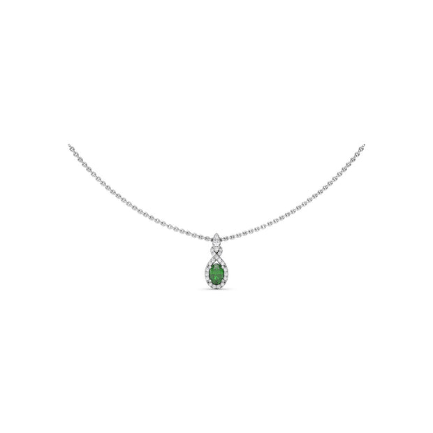 Love Knot Emerald and Diamond Pendant