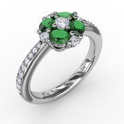 Floral Emerald and Diamond Ring