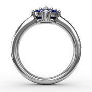 Floral Sapphire and Diamond Ring