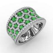 Motif Emerald and Diamond Ring