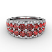 Get Sentimental Ruby and Diamond Double Row Ring