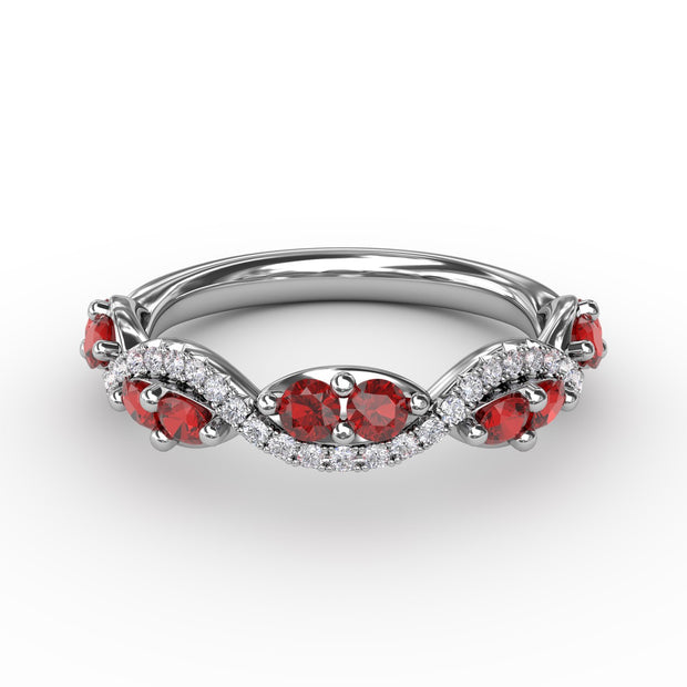 Ruby and Diamond Twist Ring