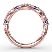 Sapphire and Diamond Scalloped Ring