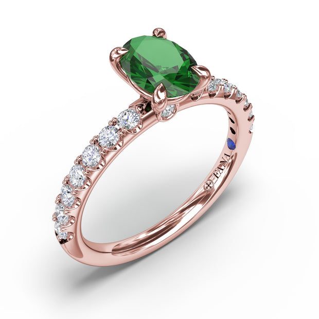 Striking Solitaire Emerald And Diamond Ring
