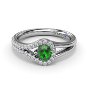 Split Emerald and Diamond Wrap Ring