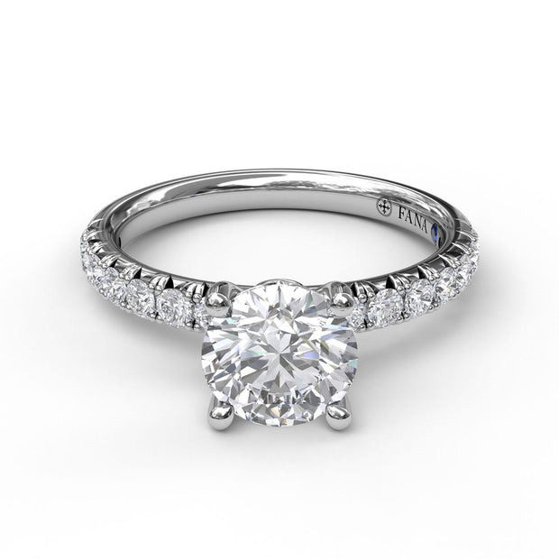 Classic French-Cut Pave Round Solitaire