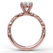 Classic Diamond Engagement Ring with Detailed Milgrain Band